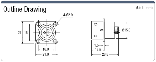PRC03 Flange Panel Mount Receptacle (One-touch Lock):Related Image