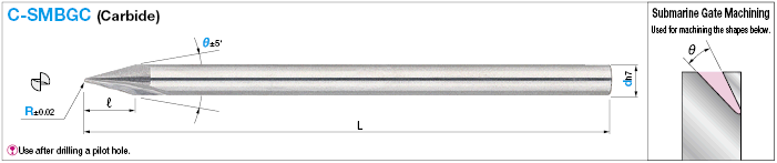 Carbide Submarine Gate Drill, Tip Ball Type / 2-Flute, Straight Blade:Related Image