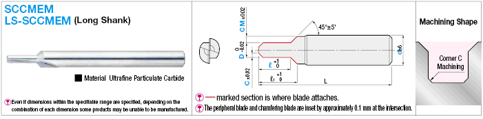 Carbide Straight Blade Corner C End Mill, 2-Flute, with Chamfering Blade:Related Image