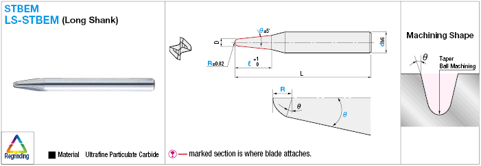 Carbide Straight Blade Tapered Ball End Mill, 2 Flute:Related Image