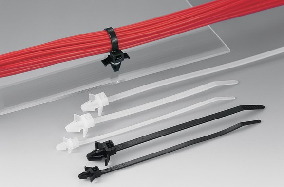 This offset Insulok push-mounting tie includes wings and is available in heat resistant and weatherproof grades.