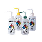 Chemical identification safety washing bottle