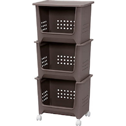 Storage Rack, Stack Baskets (3-Level Set, with Casters)
