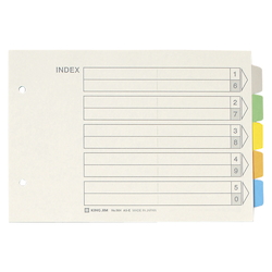 Color Index, Standard: A5 Portrait Type, Number of Holes: 2, Specifications: 5 Colors / 5 Tabs / 6-Piece Set