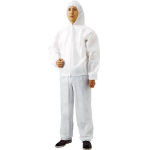 Nonwoven disposable protective clothing, jumper with hood, white TPC-F-M