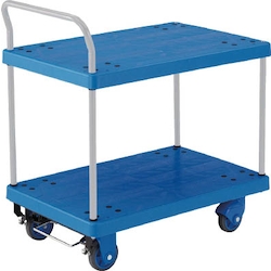Plastic Trolley, Grand Cart, Silent, One-Side Handle 2-Level Type / with Stopper