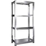 Stainless Steel Medium-Weight Shelf (SUS304 / Solid Shelf Type, 300 kg Type, Height 1,800 mm, 4-Level Type) SM3-6564