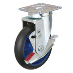 Low Starting Resistance Caster LR-WJB Type, Type with Rubber Wheel, Swiveling Fittings with Stopper