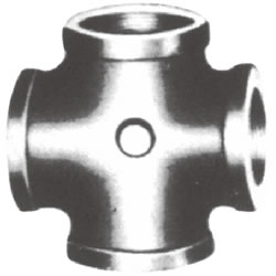 Screw-In Malleable Cast Iron Pipe Fitting, Cross with Collar BCR-W-5