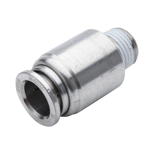 One-Touch Fittings Stainless Steel, Straight Round Male Connector