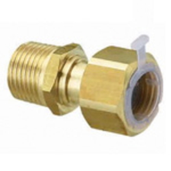 Metal Piping Fitting, Adapter with Nut, with Gasket and Poly-Stopper, Made of Brass