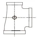 Steel Pipe Fittings, Screw-In Pipe Fittings, Tri-Directional Reducing Tees (Large Branch Diameters) BRT-1X1X11/2B-W