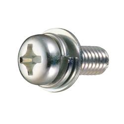 Cross-Head Pan Head Machine Screw P = 3 (for Thin Plates) (Spring Lock Washer + JIS Captive Washer) CSPPNBPU-ST3W-M4-30