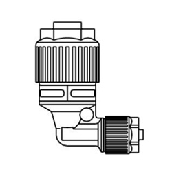 Fluoropolymer Pipe Fitting, LQ1 Series, Union Elbow Reducing, Metric Size LQ1E41-R2-1