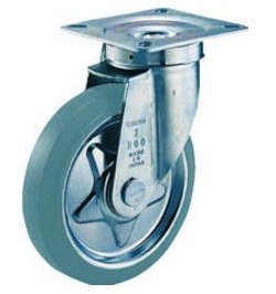 Press-Formed Gray Rubber Caster, Freely Rotating