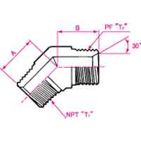 NPT Connection Adapter Male 45° Elbow 1083