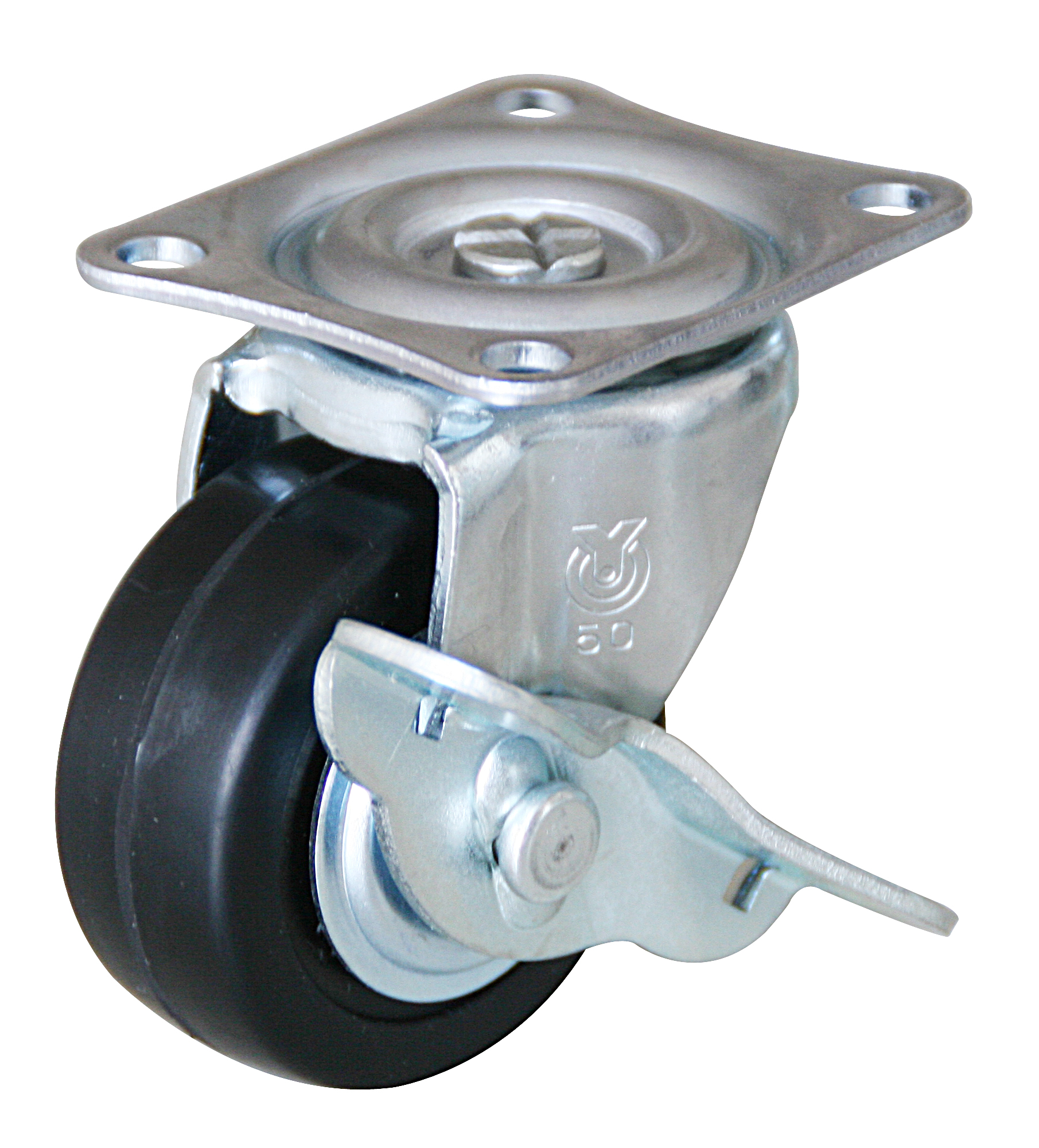 G-S Model Swivel Wheel (Single Bearing) Plate Type (With Stopper) G-50ELS