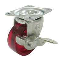 G Type Free Wheel with Stopper (Single-Bearing) Plate Type, Polycarbonate Wheel G-38PCS-R