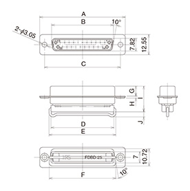 FDED-9PF(55), FDBD-25PF(55), FDCD-37PF(55) dimensional drawing