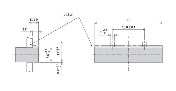 1.2 Dimensions of recommended mounting panel (straight DIP)