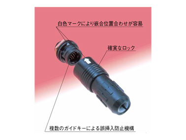 · Features white index marks which are used to quickly align the two interfaces for proper mating · The secure lock mechanism ensures that locking can be performed while holding it in your hand · The multiple guide keys help prevent erroneous insertion