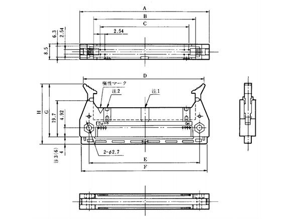 HIF3BA-PD Series In-Line Male Connector For ID dimensional drawing