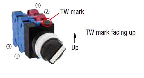 φ22 TW series selector switch arrow handle outline drawing