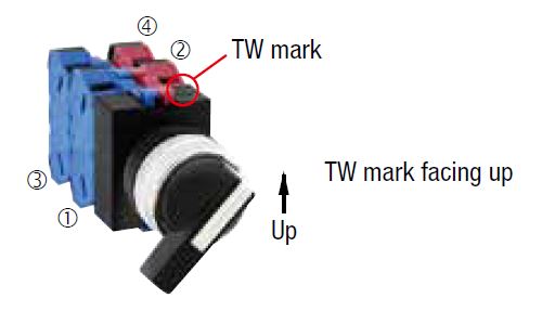 φ22 TW series selector switch arrow handle outline drawing