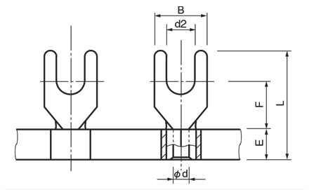 Bare Chain Crimp Terminal, Open-Tip (Y Type) 