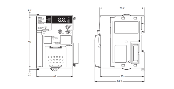 Model CJ2M-CPU3□ dimensional drawing