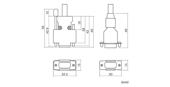 Dimensional drawing of Display Cable (Composite Coaxial, Analog RGB/5 m)