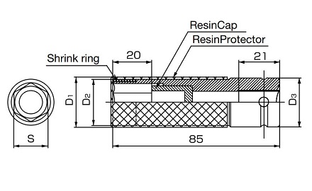 Thin Type, Long Wheel Nut Impact Socket (With Protector) (Square Drive 12.7 mm) 