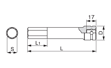 Long Hexagonal Impact Socket 