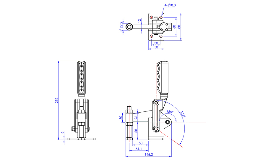 Weldable Toggle Clamp, GH-71225 