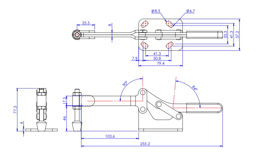 Toggle Clamp - Horizontal - Solid Arm (Flange Base) GH-22245