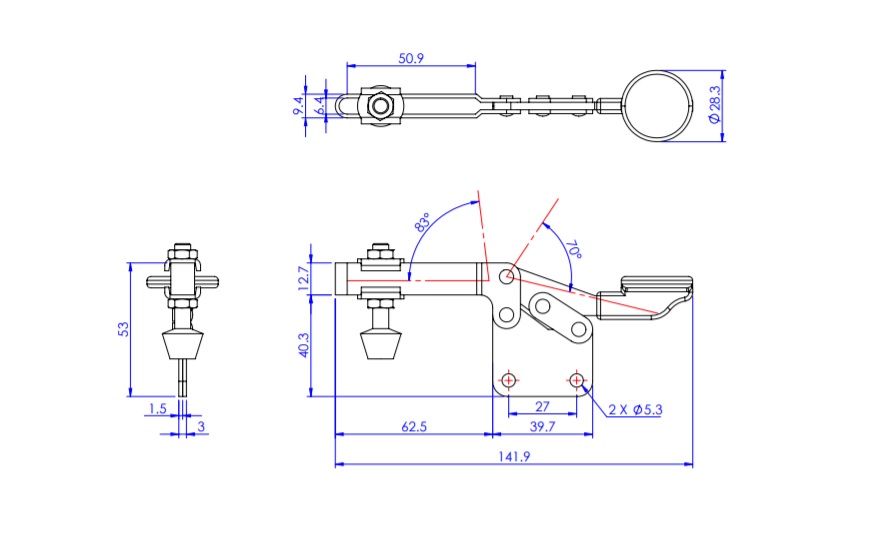 Toggle Clamp - Horizontal - U-Shaped Arm (Straight Base) GH-22105 