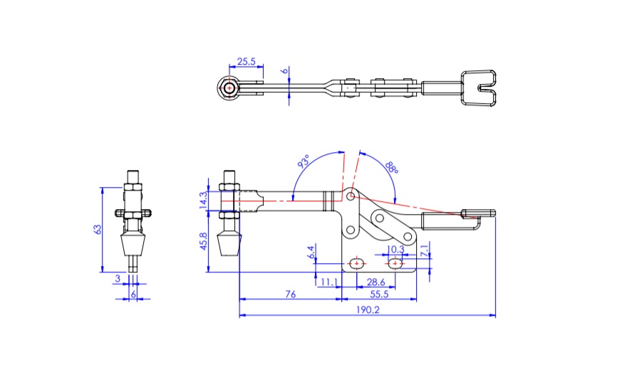 Toggle Clamp - Horizontal - Short Solid Arm (Straight Base) GH-22180 