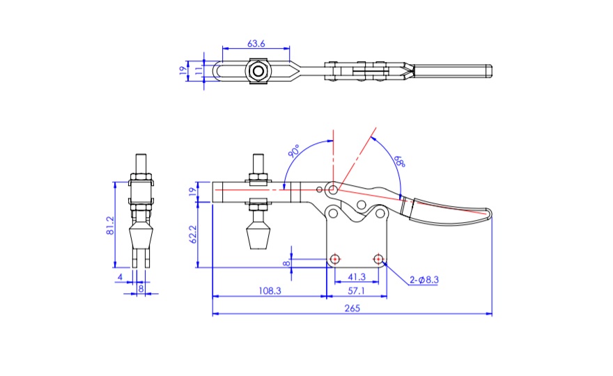 Toggle Clamp - Horizontal - U-Shaped Arm (Straight Base) GH-20236 