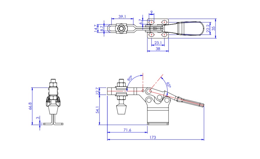 Toggle Clamp - Horizontal - U-Shaped Arm (High Base) GH-225-DHB 