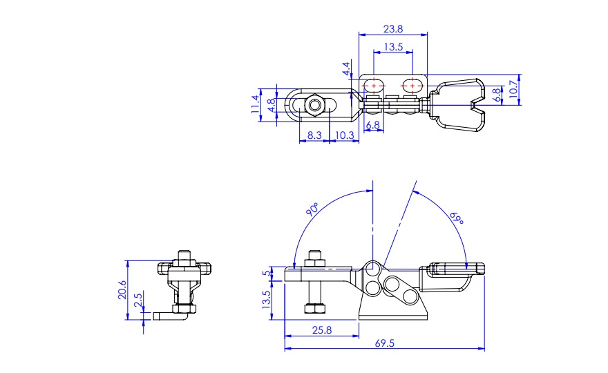 Toggle Clamp - Horizontal - U-Shaped Arm (Flange Base) GH-22015 