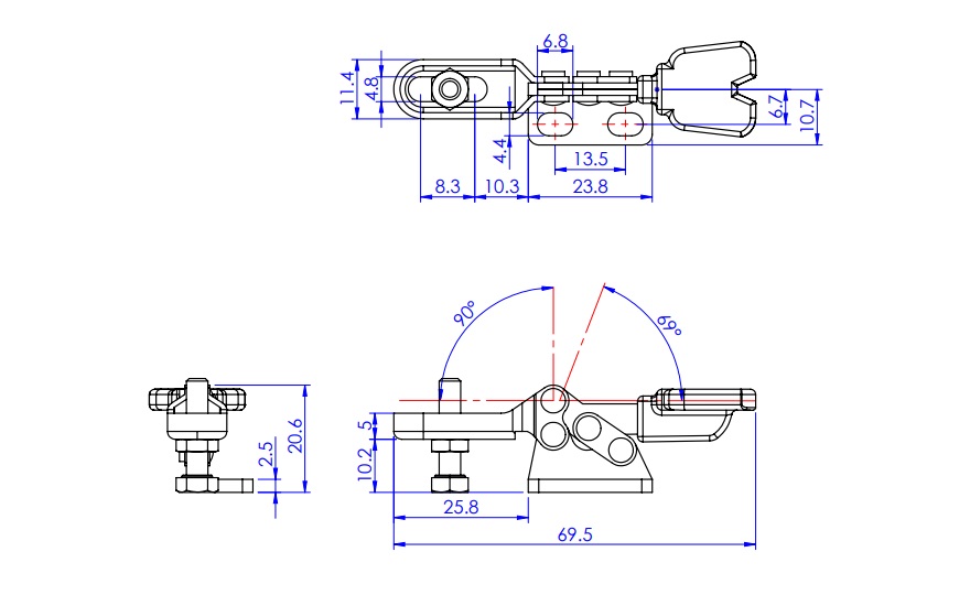 Toggle Clamp - Horizontal - U-Shaped Arm (Low Flange Base) GH-22040