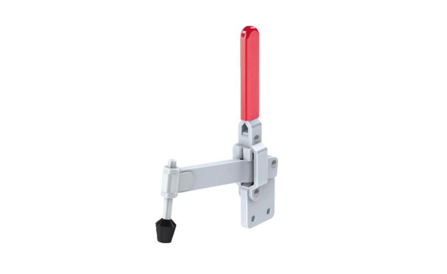 Angular Solid Arm Toggle Clamp, Vertical Handle, with Straight Base, GH-12320 