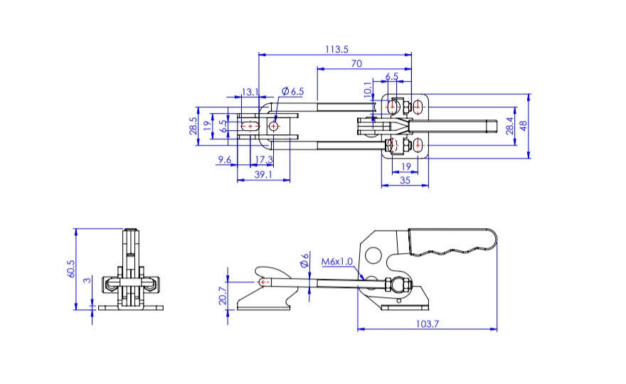 Toggle Clamp - Latch Type - Flanged Base, J-Shaped Hook, GH-40840 