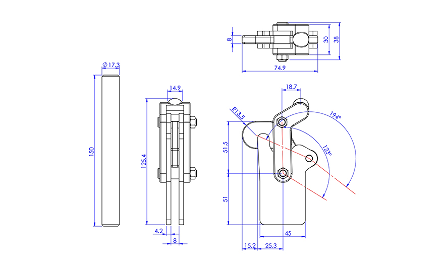 Weldable Toggle Clamp, GH-70101 