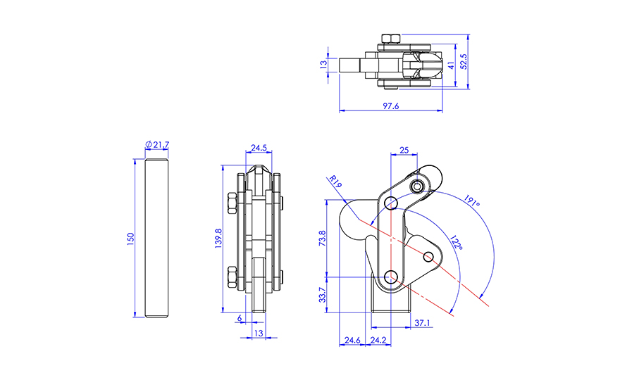 Weldable Toggle Clamp, GH-702-D 