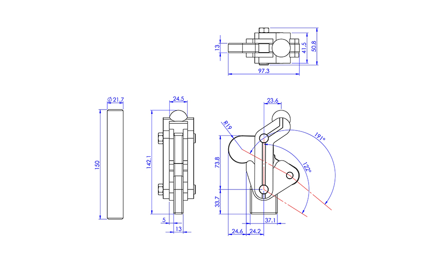 Weldable Toggle Clamp, GH-70203 