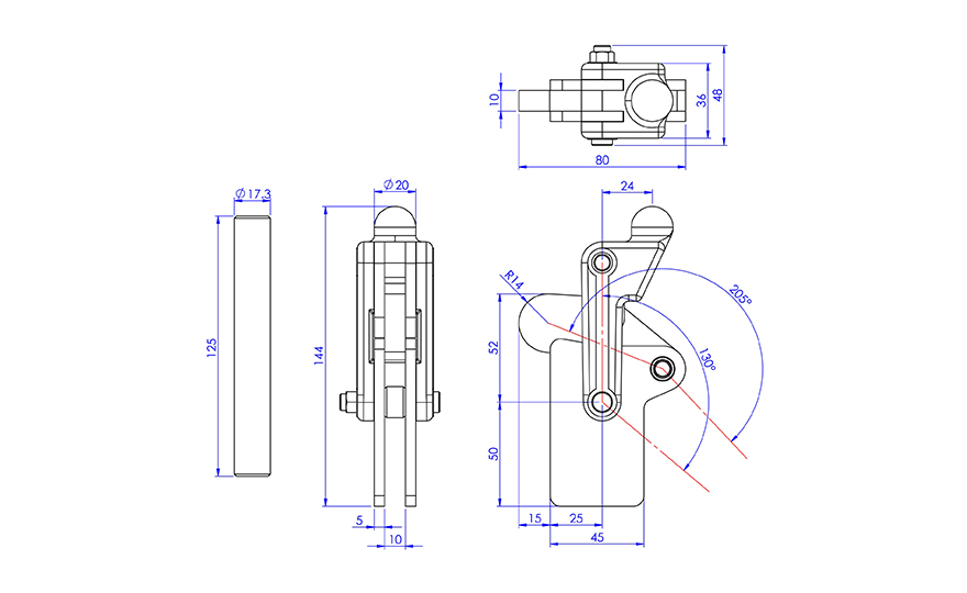 Weldable Toggle Clamp, GH-70715 