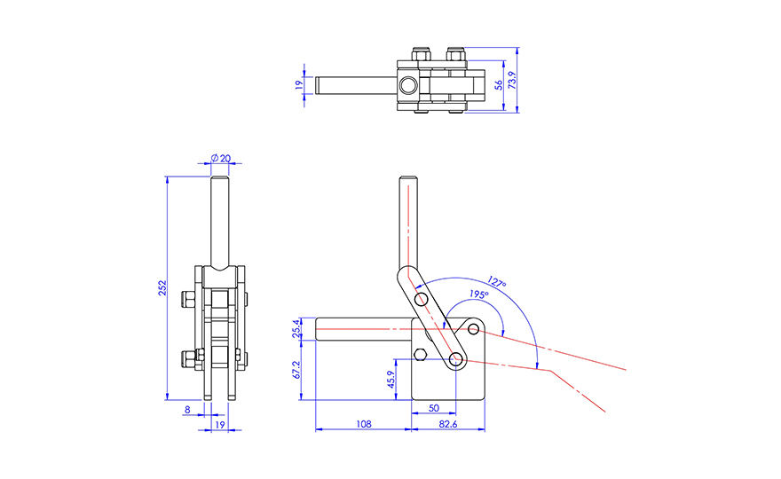 Weldable Toggle Clamp, GH-75048 