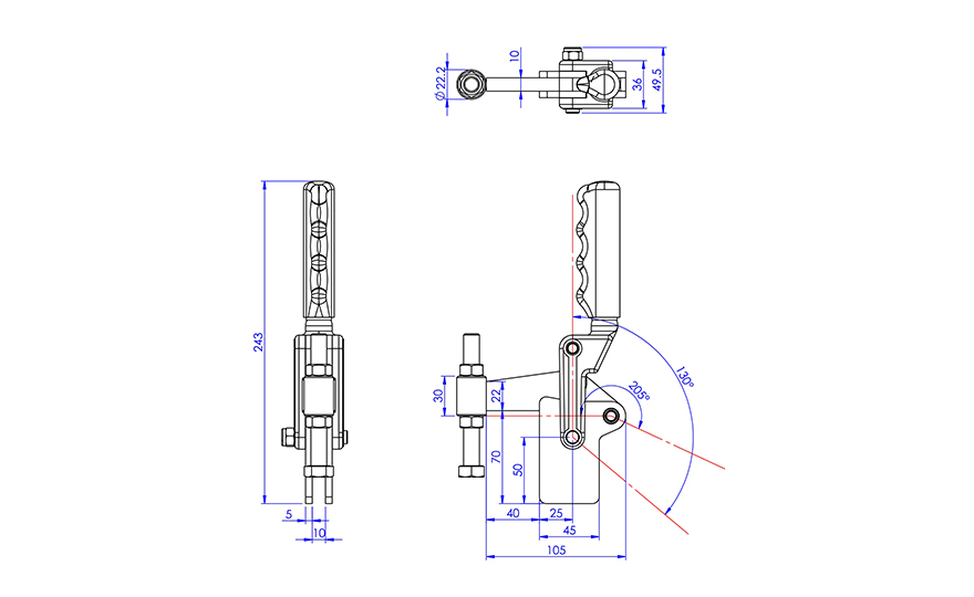 Weldable Toggle Clamp, GH-70720 