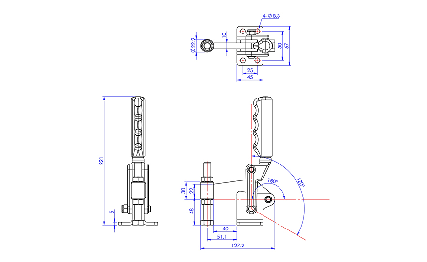 Weldable Toggle Clamp, GH-70725 